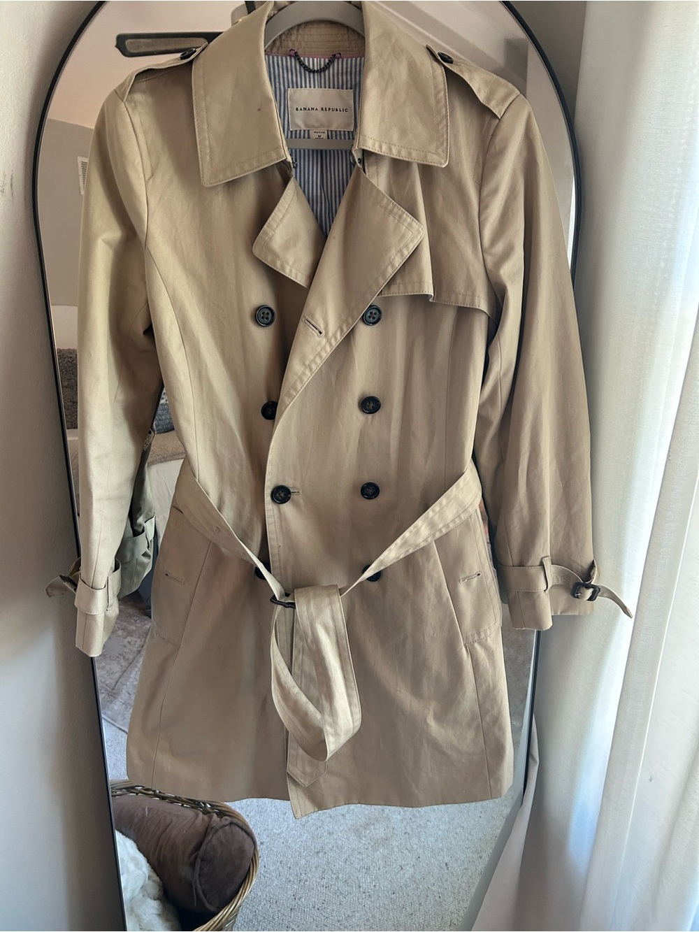 Banana Republic Double-Breasted Tan Trench Coat